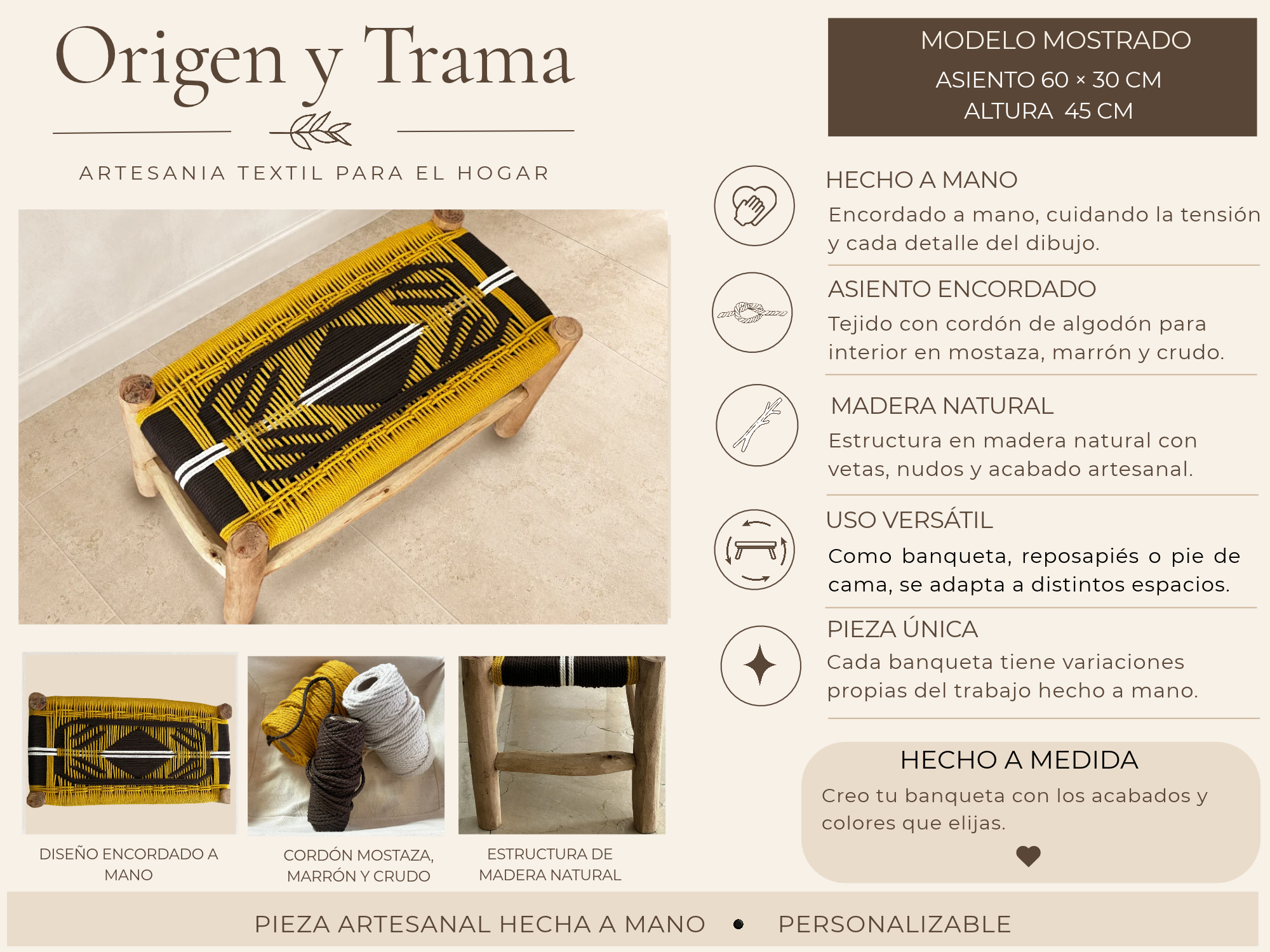 Ficha informativa de Banqueta Duna